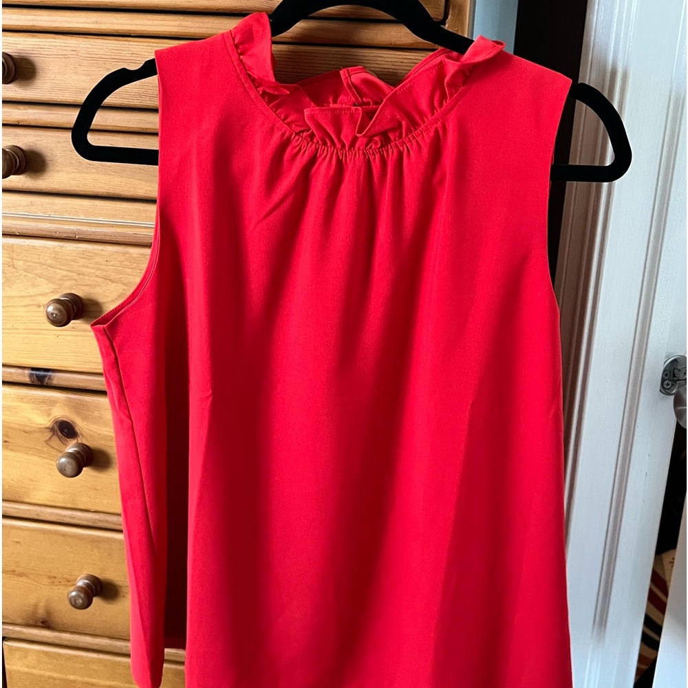 J.Crew Factory  Red Ruffle Collar Tank Top Blouse size medium